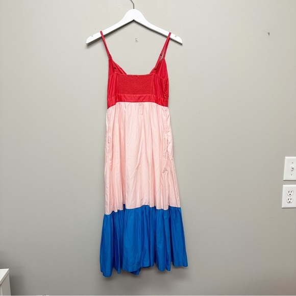 J. Crew Factory Color Block Tie Front Cutout Midi Dress Woman Size 0 XS $150 - Picture 6 of 10